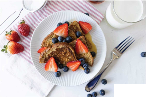 French Toast Macros: (2 Slice Per Serving) Protein: 30g Carb: 25g Fat: 6g