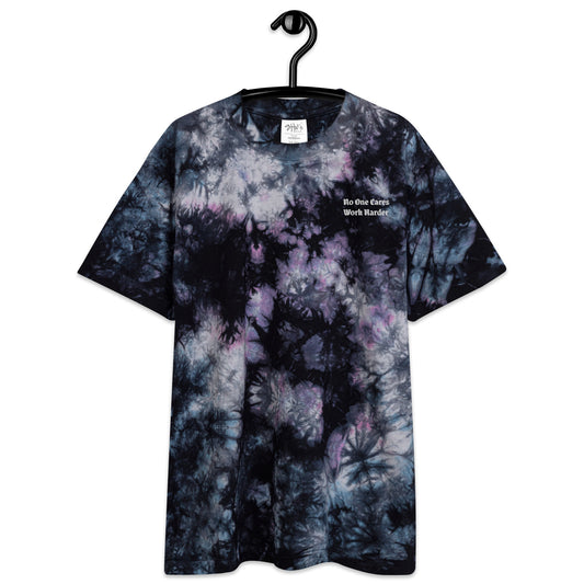 "no one cares work harder" Oversized tie-dye t-shirt